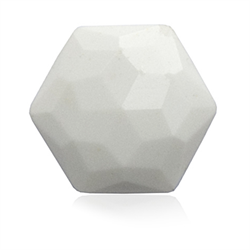 Anboret hvid/creme agat, 6 kant/ flad, facet, Ø12mm, 1. stk.